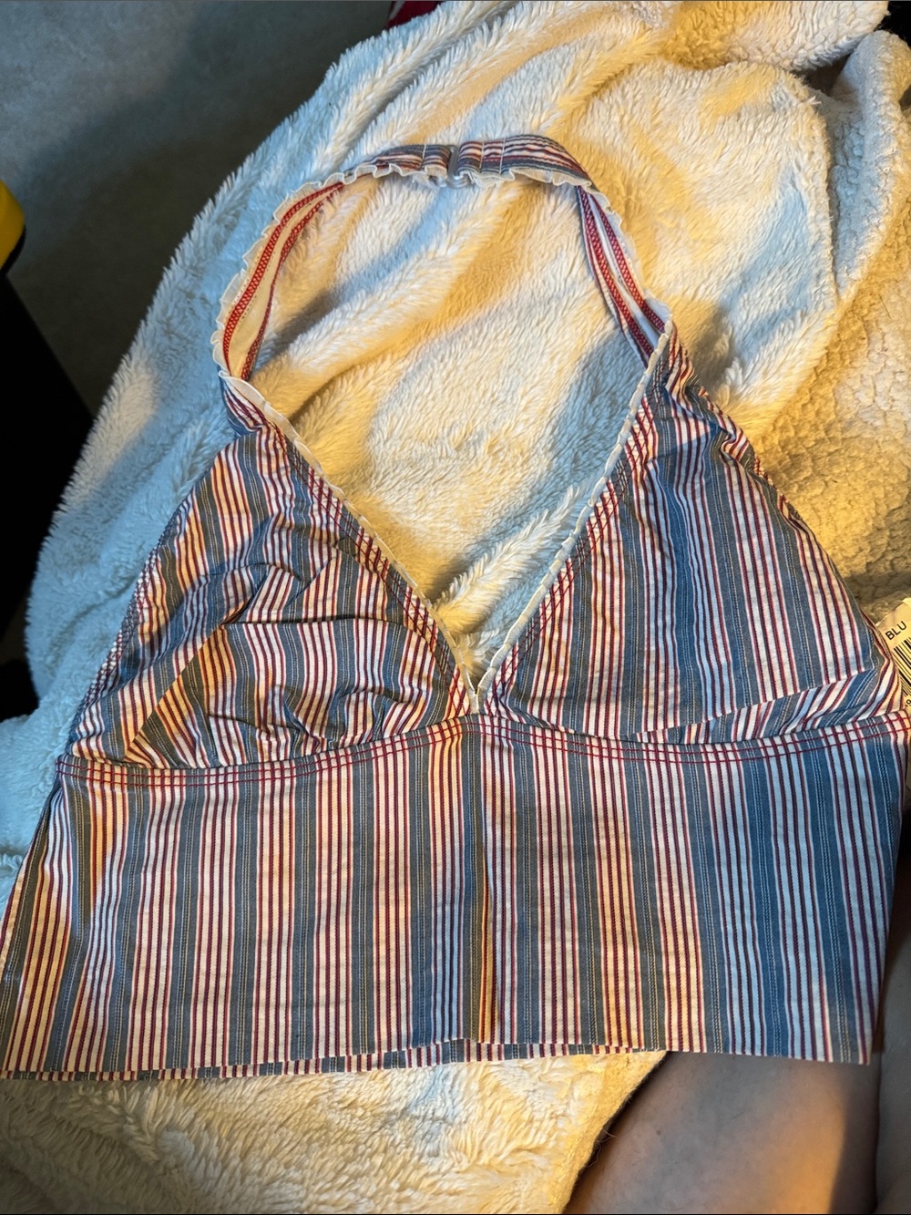 Nautica Striped Halter Tank Top in Red & Blue